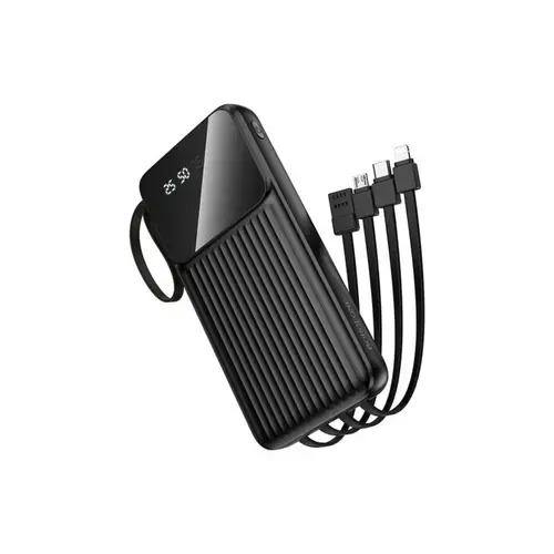 Baterie externa Borofone BJ76, 10000 mAh, 2x USB, 1x USB-C, 15 W, Display, include cablu : USB Type-C, Iphone Lightning, microUSB si USB-A total 5V/2A (Negru)