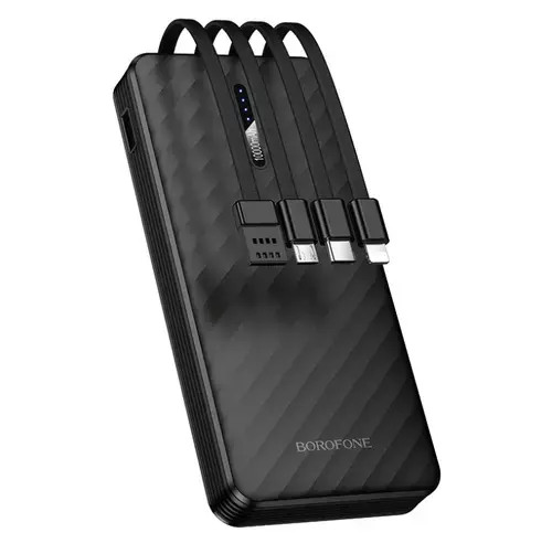 Baterie Externa Borofone BJ84 Smooth, 10000mAh, 10W, 1 x Lightning - 1 x microUSB - 1 x USB-A - 1 x USB-C (Negru)