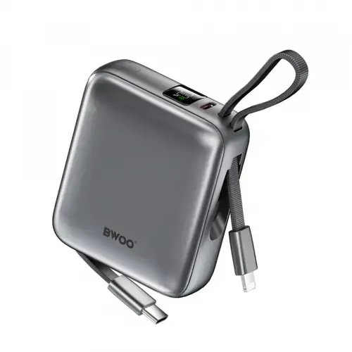 Baterie Externa BWOO BO-P74, 10000mAh, 22.5W, PD, 1 x Lightning - 2 x USB-C (Negru)