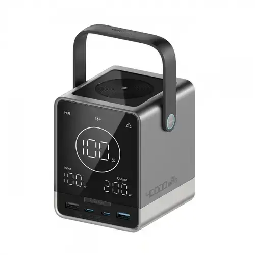 Baterie Externa Cuktech, 40000mAh, 300W, QC + PD + FQI, 1 x QI - 2 x USB-A - 2 x USB-C (Negru)