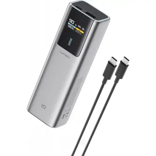 Baterie Externa Cuktech CKPB100PGLBK, 10000mAh, 150W, QC + PD, 1 x USB-A - 1 x USB-C (Gri)