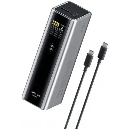 Baterie Externa Cuktech CKPB200UGLGR, 20000mAh, 210W, QC + PD, 1 x USB-A - 2 x USB-C (Gri)