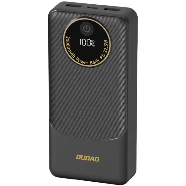 Baterie Externa Dudao K12Pro, 20000mAh, 22.5W, QC + PD, 1 x USB-C - 2 x USB-A, Neagra