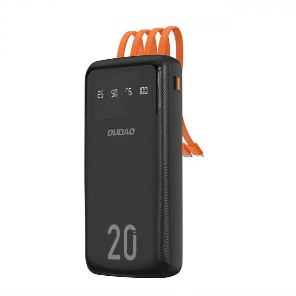 Baterie Externa Dudao K6Pro+, 20000mAh, 10W, 1 x Lightning - 1 x microUSB - 1 x USB-A - 1 x USB-C, Neagra