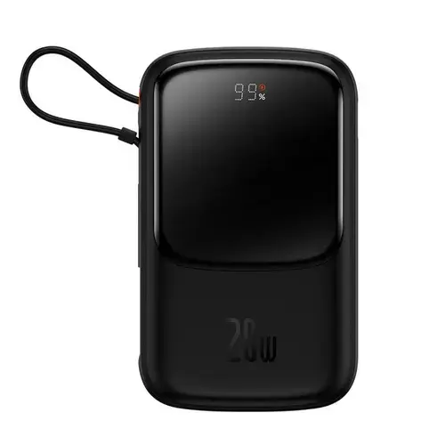 Baterie externa portabila Baseus Qpow Pro Digital Display, 10000 mAh, 20W, Cablu Lightning, Negru