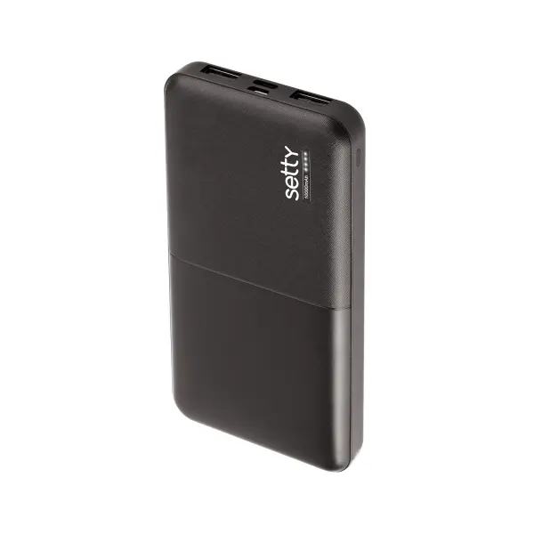 Baterie Externa Setty, 10000mAh, 10W, 2 x USB-A, Neagra