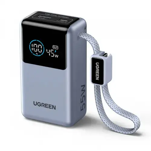 Baterie Externa UGREEN Nexode Pro PB727 (75701B), 10000mAh, 55W, QC + PD, 1 x USB-A - 2 x USB-C (Gri)
