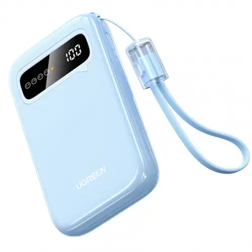 Baterie Externa UGREEN PB522, 10000 mAh, 20 W, QC + PD, 1 x USB-A - 1 x USB-C (Albastru)