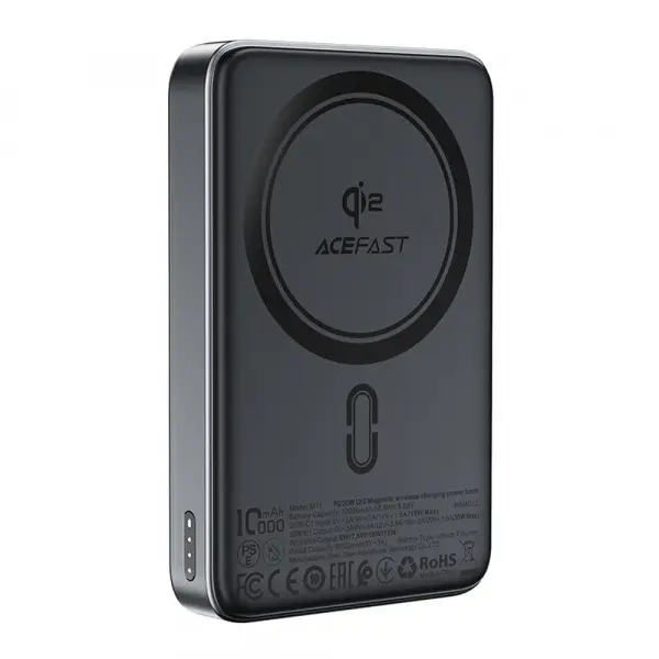 Baterie Externa Wireless Acefast M11, 10000mAh, 30W, PD + FQI, 1 x QI - 1 x USB-C, Neagra