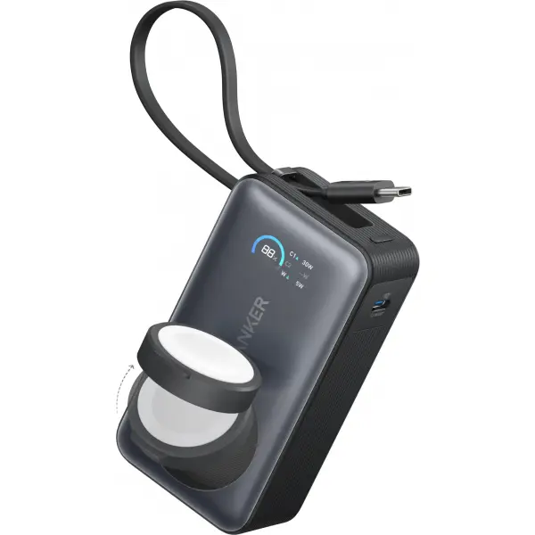 Baterie Externa Wireless Anker MagGo, 10000mAh, 35W, PD + QI, 1 x QI - 2 x USB-C, Neagra A1657011
