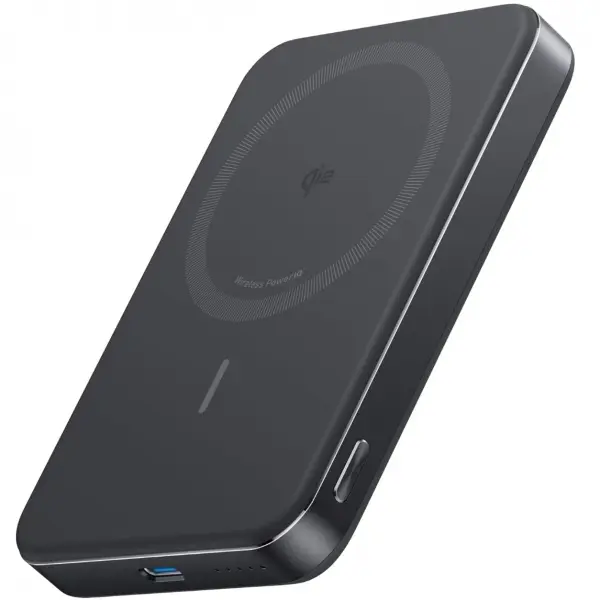 Baterie Externa Wireless Anker MagGo Slim, 10000mAh, 30W, PD + FQI, 1 x QI - 1 x USB-C, Neagra A1664H11