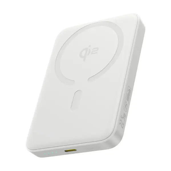 Baterie Externa Wireless Baseus Enerfill FM12, 10000mAh, 22.5W, PD + FQI, 1 x QI - 1 x USB-C, Alba E0028501