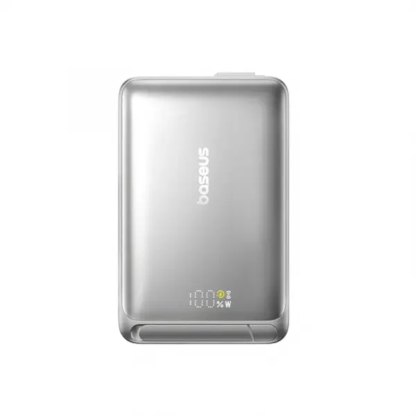 Baterie Externa Wireless Baseus Nomos, 10000mAh, 45W, PD + FQI, 1 x QI - 2 x USB-C, Gri P10078800843-00