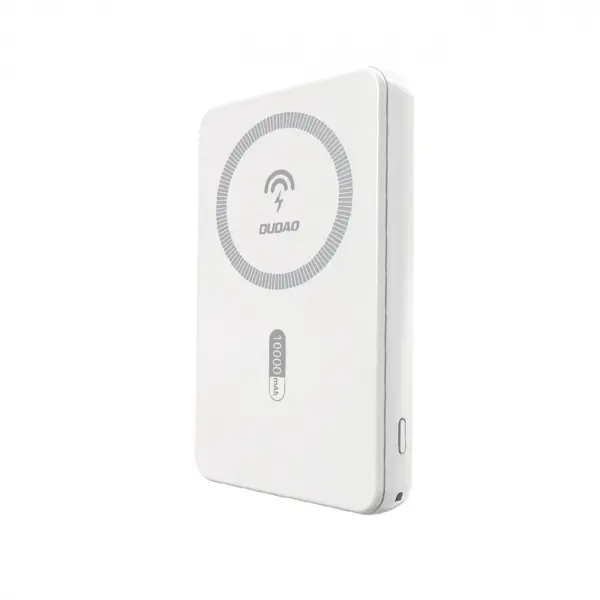 Baterie Externa Wireless Dudao K14S, 5000mAh, 20W, QC + PD + FQI, 1 x QI - 1 x USB-A - 1 x USB-C, Alba