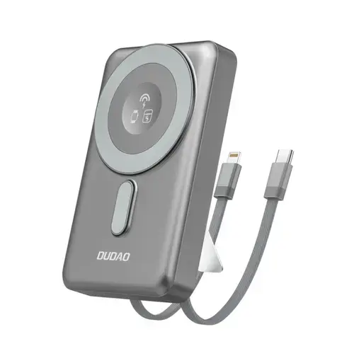 Baterie Externa Wireless Dudao K29, 10000mAh, 20W, PD + FQI, 1 x Lightning - 1 x QI - 1 x USB-C (Gri)