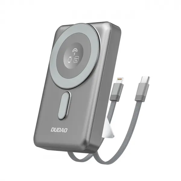 Baterie Externa Wireless Dudao K29, 10000mAh, 20W, PD + FQI, 1 x Lightning - 1 x QI - 1 x USB-C, Gri