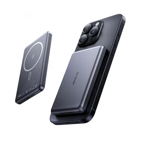 Baterie Externa Wireless McDodo MC-4641 Meta, 5000mAh, 20W, PD + FQI, 1 x QI - 1 x USB-C, Neagra