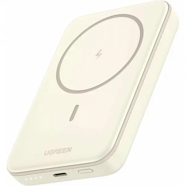 Baterie Externa Wireless UGREEN PB561, 10000mAh, 20W, PD + FQI, 1 x QI - 1 x USB-C, Bej