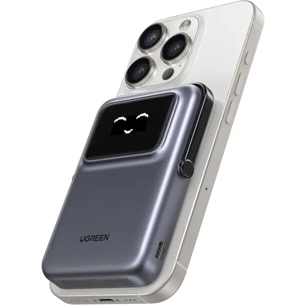 Baterie Externa Wireless UGREEN PB572 Uno, 10000mAh, 20W, PD + FQI, 1 x QI - 1 x USB-C, Gri