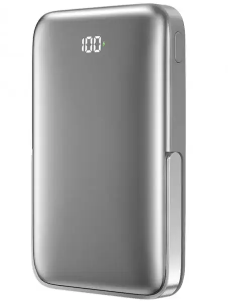 Baterie Externa Wireless WiWu Wi-P018, 10000mAh, 20W, PD + FQI, 1 x QI - 1 x USB-C, Gri