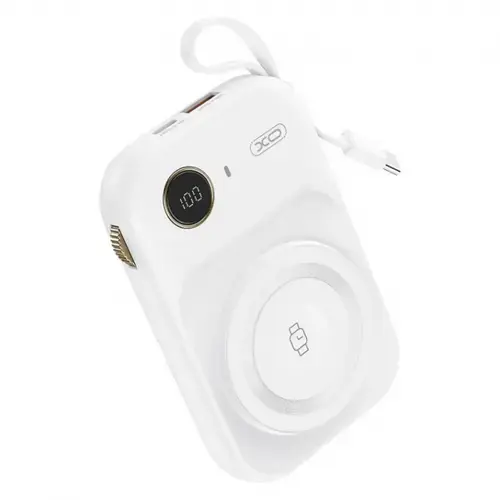 Baterie Externa Wireless XO Design PR270, 10000mAh, 22.5W, QC + PD + QI, 1 x QI - 1 x USB-A - 1 x USB-C, Alba