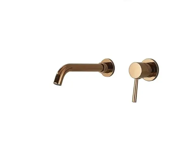 Baterie lavoar, Culoare Rose Gold, Incastrabila in perete, Dimensiune 15 cm