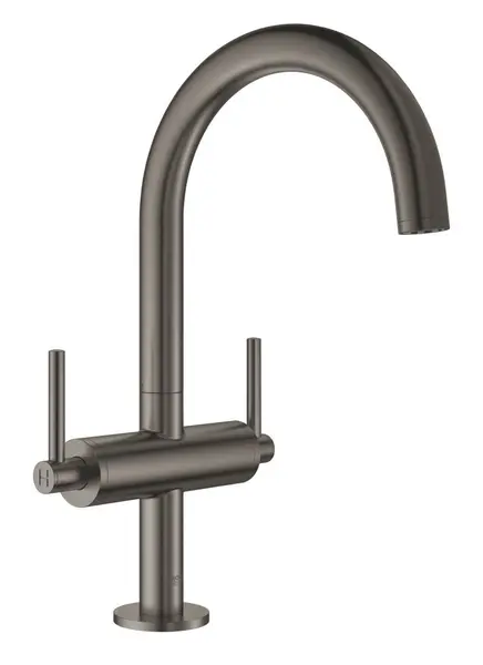 Baterie lavoar Grohe Atrio 21022AL3, 3/8 inch, marimea L, valva ceramica, pivotanta, evacuare push to open, mat, Hard Graphite