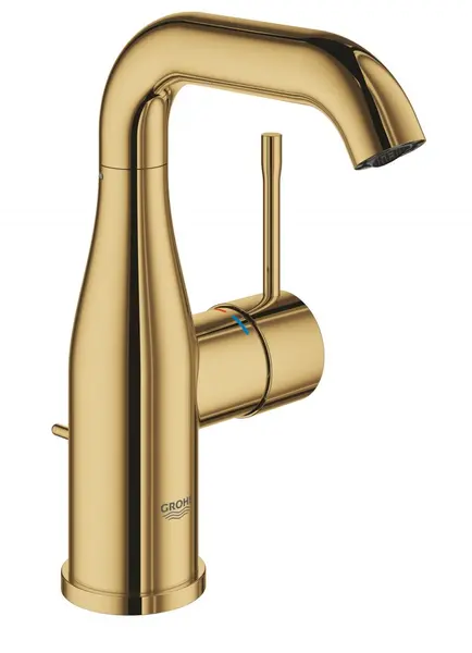 Baterie lavoar Grohe Essence 23462GL1, 3/8, monocomanda, marimea M, cartus ceramic, pivotanta, evacuare cu tija, lucios, Cool Sunrise
