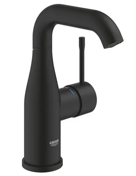 Baterie lavoar Grohe Essence 24176KF1, 3/8'', marimea M, pivotanta, fara ventil, mat, Negru