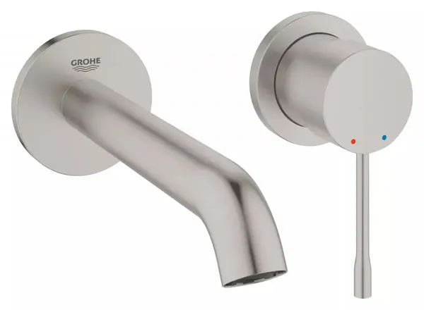 Baterie lavoar Grohe Essence 29192DC1, montare pe perete, 183 mm, necesita valva, Otel satinat