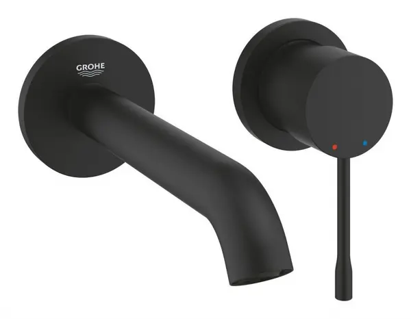Baterie lavoar Grohe Essence 29192KF1, 1/2 inch, montare pe perete, marimea M, necesita valva incastrata, fara ventil, mat, Negru
