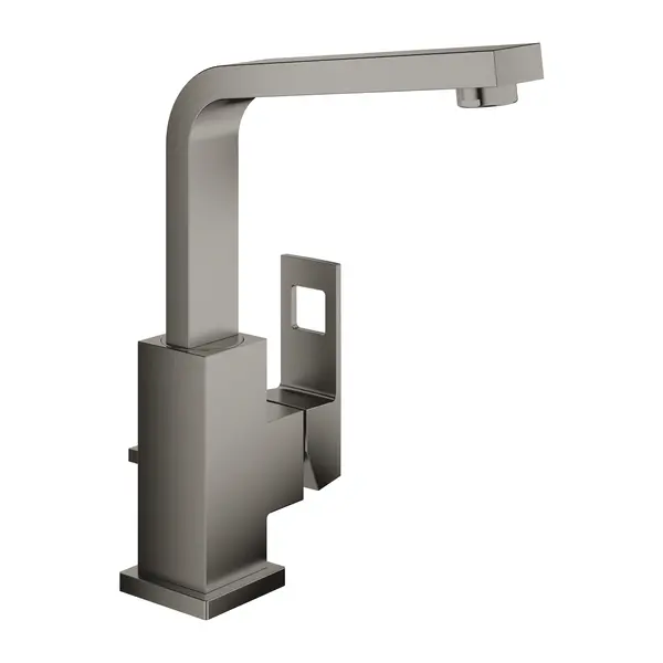 Baterie lavoar Grohe Eurocube 23135AL0, 3/8, monocomanda, marimea L, cartus ceramic, pivotanta, limitator, evacuare cu tija, mat, Hard Graphite