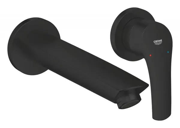 Baterie lavoar Grohe Eurosmart 293382433, montare pe perete, 211 mm, necesita valva, Negru mat