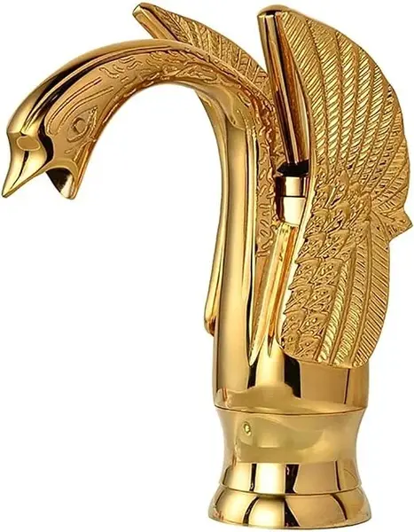 Baterie lavoar, Model Lebada, Finisaj auriu lucios, Dimensiune 19 cm