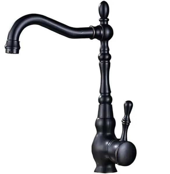 Baterie pentru baie sau bucatarie, Culoare negru mat, Model antichizat, Inaltime 31 cm