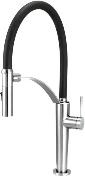 Baterie pentru chiuveta bucatarie, crom, cap mixer, pipa flexibila, 2 tipuri de jet, Deante Corda