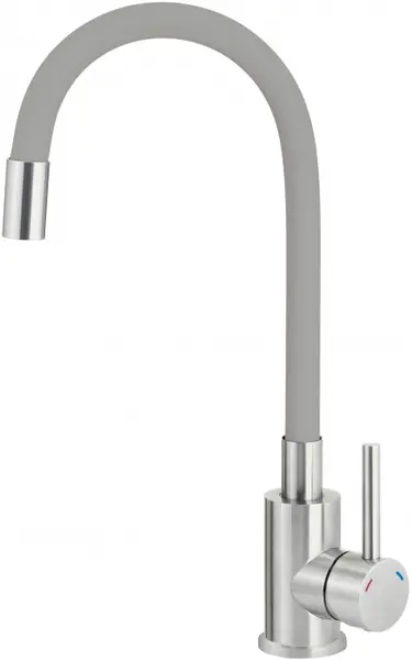 Baterie pentru chiuveta bucatarie, gri, cap mixer, pipa flexibila, Deante Luno