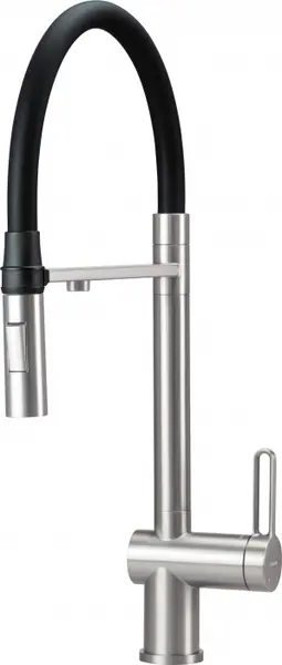 Baterie pentru chiuveta bucatarie, otel, racord pentru filtrul de apa, pipa elastica, Deante Magnetic