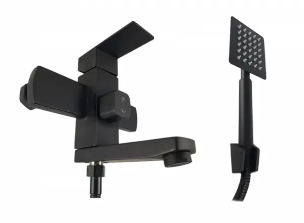Baterie pentru dus MIXXUS KUB-009 (EURO), otel inoxidabil, Monocomanda, Furtun dus 150cm, Negru