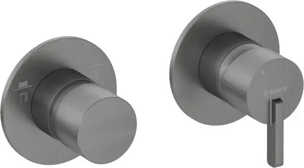 Baterie pentru dus, titan, orizontal, cu comutator, pentru corp ingropat, Deante Silia