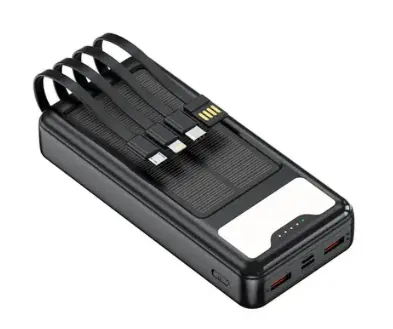 Baterie solara externa cu incarcare rapida 12000mAh cu 4 cabluri incorporate Andowl Q DC79