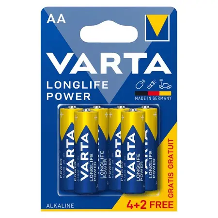 Baterie Varta alcalina Longlife power AA LR6 6 bucati/set Baterie Varta alcalina Longlife power AA LR6 B6
