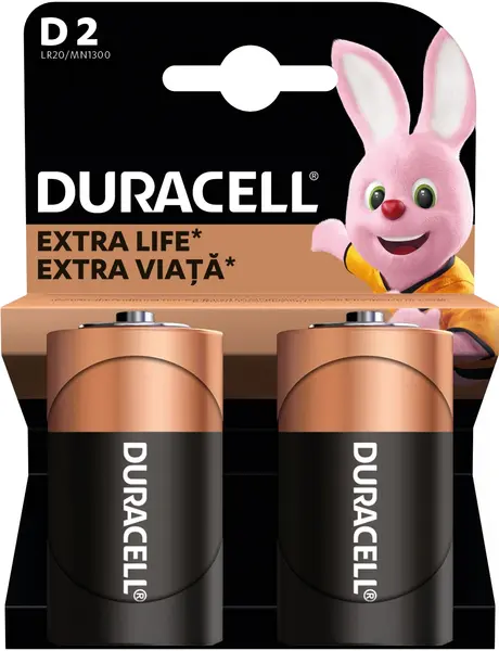 Baterii alcaline Duracell - Basic, D, 2 buc.