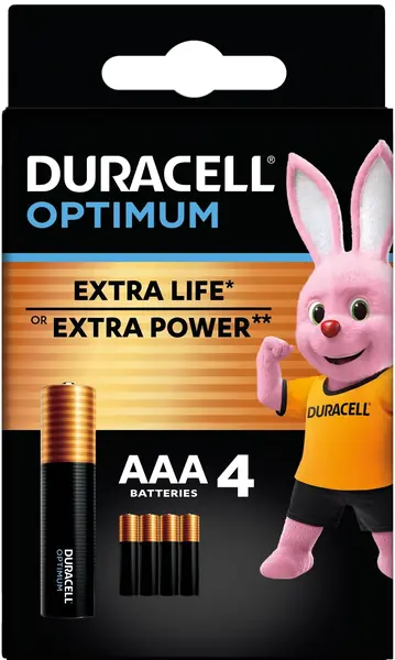 Baterii alcaline Duracell - Optimum, AAA, 4 buc.