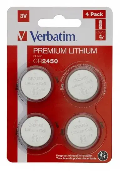 Baterii Verbatim 49535, Lithium, CR2450, 3V, 4 buc