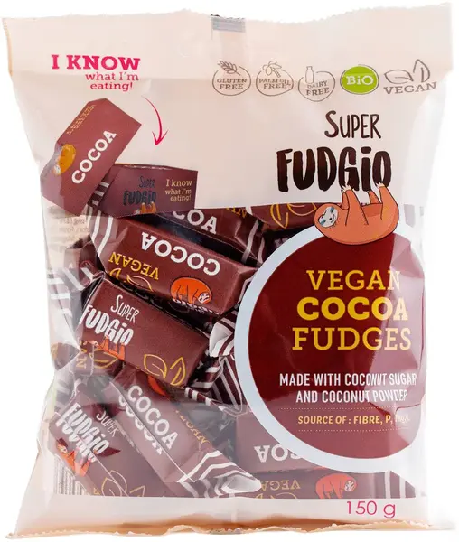 Batoane bio vegan fără gluten, cacao, 150 g, Super Fudgio