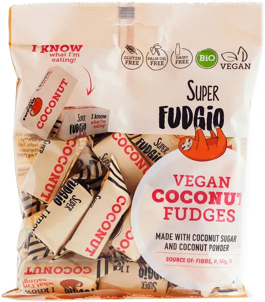 Batoane bio vegane fără gluten, cocos, 150 g, Super Fudgio