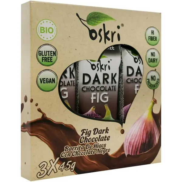 Batoane cu Smochine si Ciocolata Neagra Oskri Pronat, Bio, 3 x 45 g