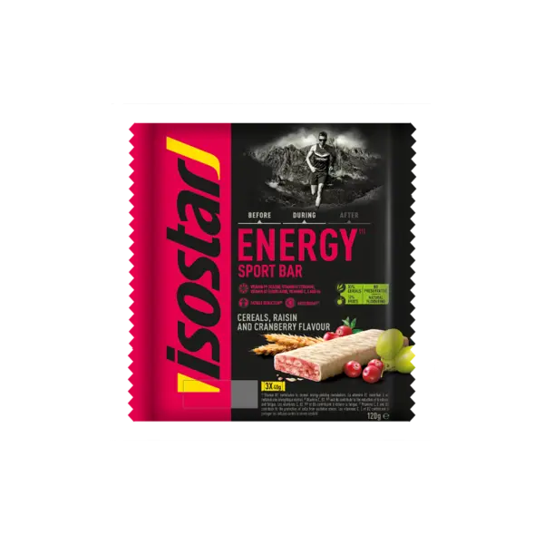 Batoane energizante cu merisoare si stafide High Energy Bar Antiox, 3 x 40g, Isostar