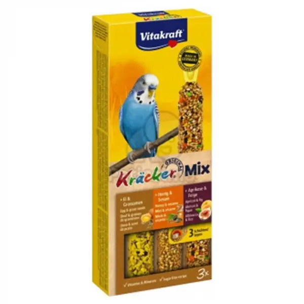 Batoane pentru perusi Vitakraft Trio Mix cu ou caise miere 3 buc